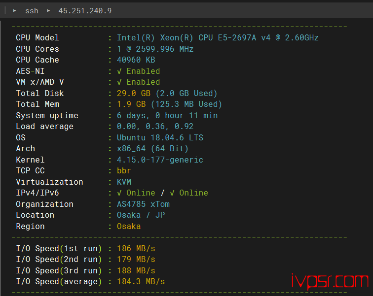 locvps全球云:日本VPS深度评测,BGP与软银线路稳定性与速度表现如何? VPS优惠码 第2张-VPS部落 | VPS测评、优惠码与实用教程 - locvpsribendabanbgp01