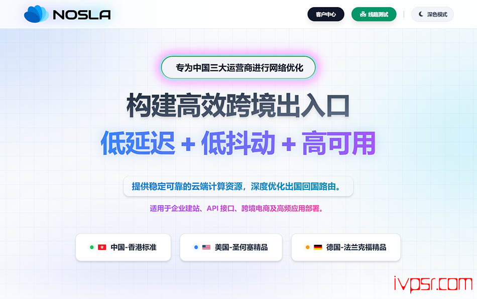 nosla高速VPS初夏特惠179元/年，香港/洛杉矶/圣何塞/法兰克福机房可选