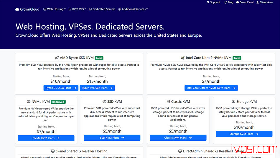 CrownCloud荷兰VPS特惠，月付5美元起、AMD EPYC、10Gbps大带宽、6GB内存配60GB SSD、3TB流量
