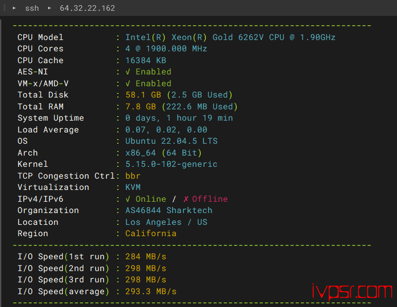 SharkTech洛杉矶SmartVPS测评,1Gbps大带宽4T流量、自带原生IP免费高防 美国VPS 第2张-VPS部落 - SharkTechluoshanjicepingSmartVPS01