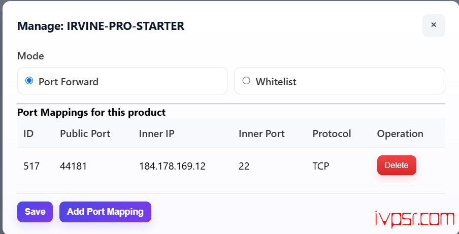 SixtyNet Residential-Pro住宅IP完整使用教程 端口转发方式 VPS技术教程 第4张-VPS部落 sixtynetnatzhuanfashezhibaimingdan04