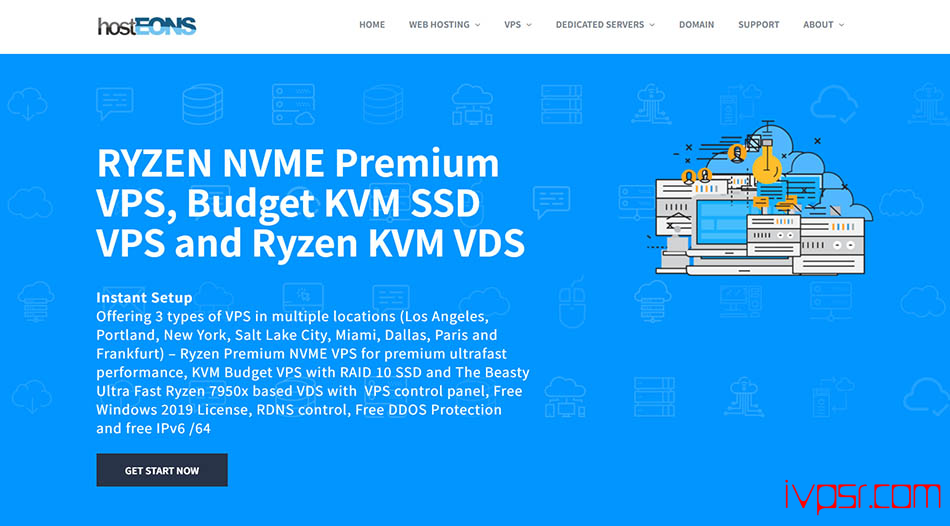 hosteons美国高配置VDS月付4.9美元起，4G内存起、Ryzen 3950X、10Gbps带宽、盐湖城、洛杉矶、达拉斯机房可选