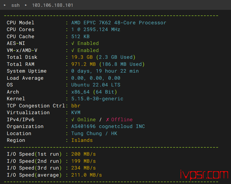 桔子数据香港VPS测评, 原生IP、CN2+CTG线路、三网回程优化 香港VPS 第2张-VPS部落 juzishujuxianggangjingpinyuncn2ceping01